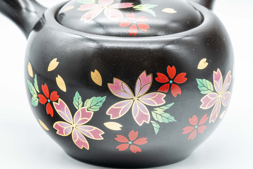 Japanese Kyusu - Sakura Black Kurodei Tokoname-yaki Teapot - 350ml