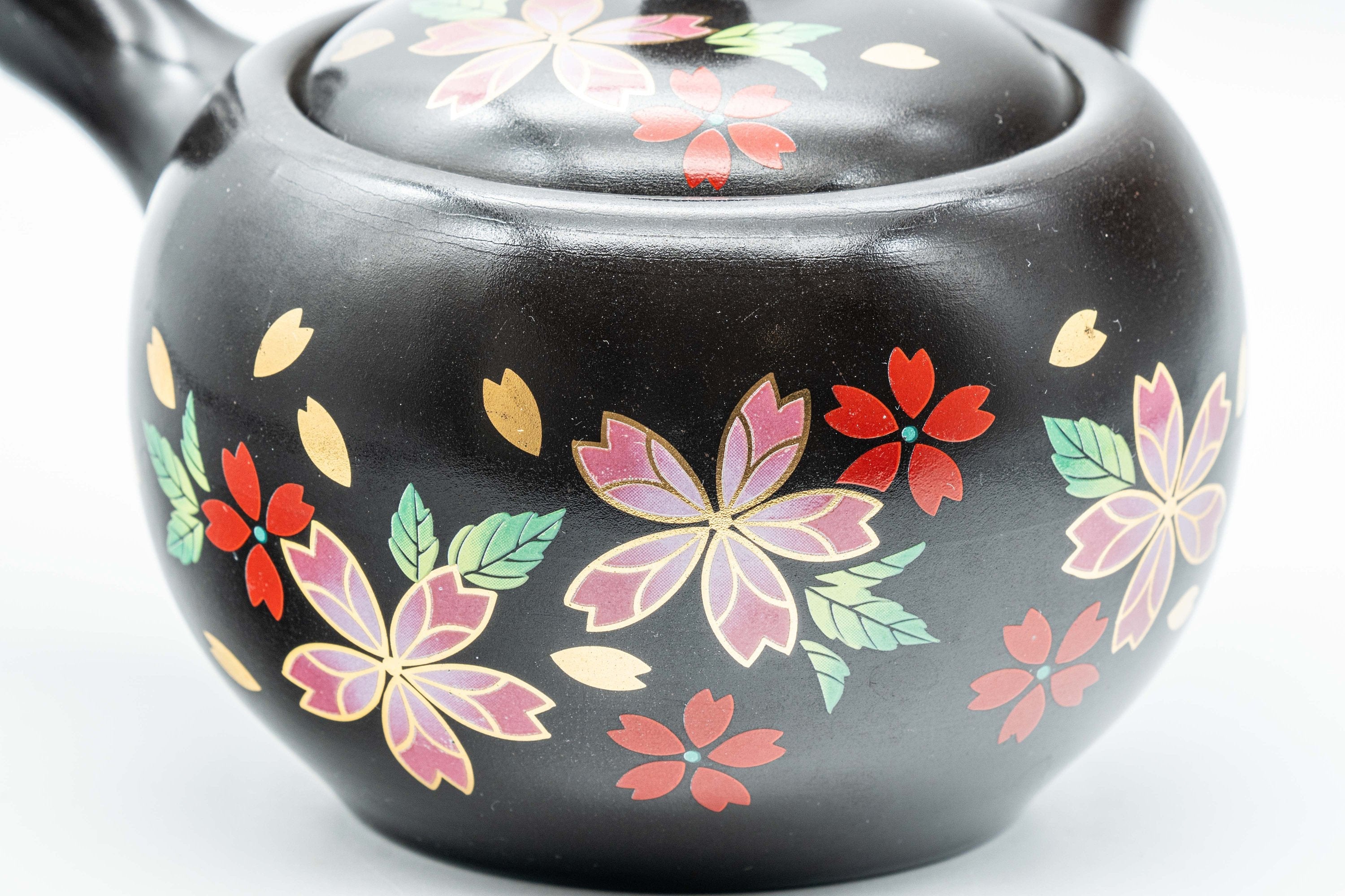 Japanese Kyusu - Sakura Black Kurodei Tokoname-yaki Teapot - 350ml