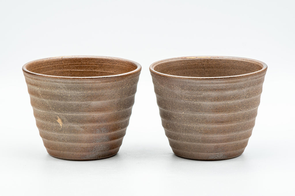 Japanese Teacups - Pair of Ido-gata Shigaraki-yaki Yunomi - 175ml