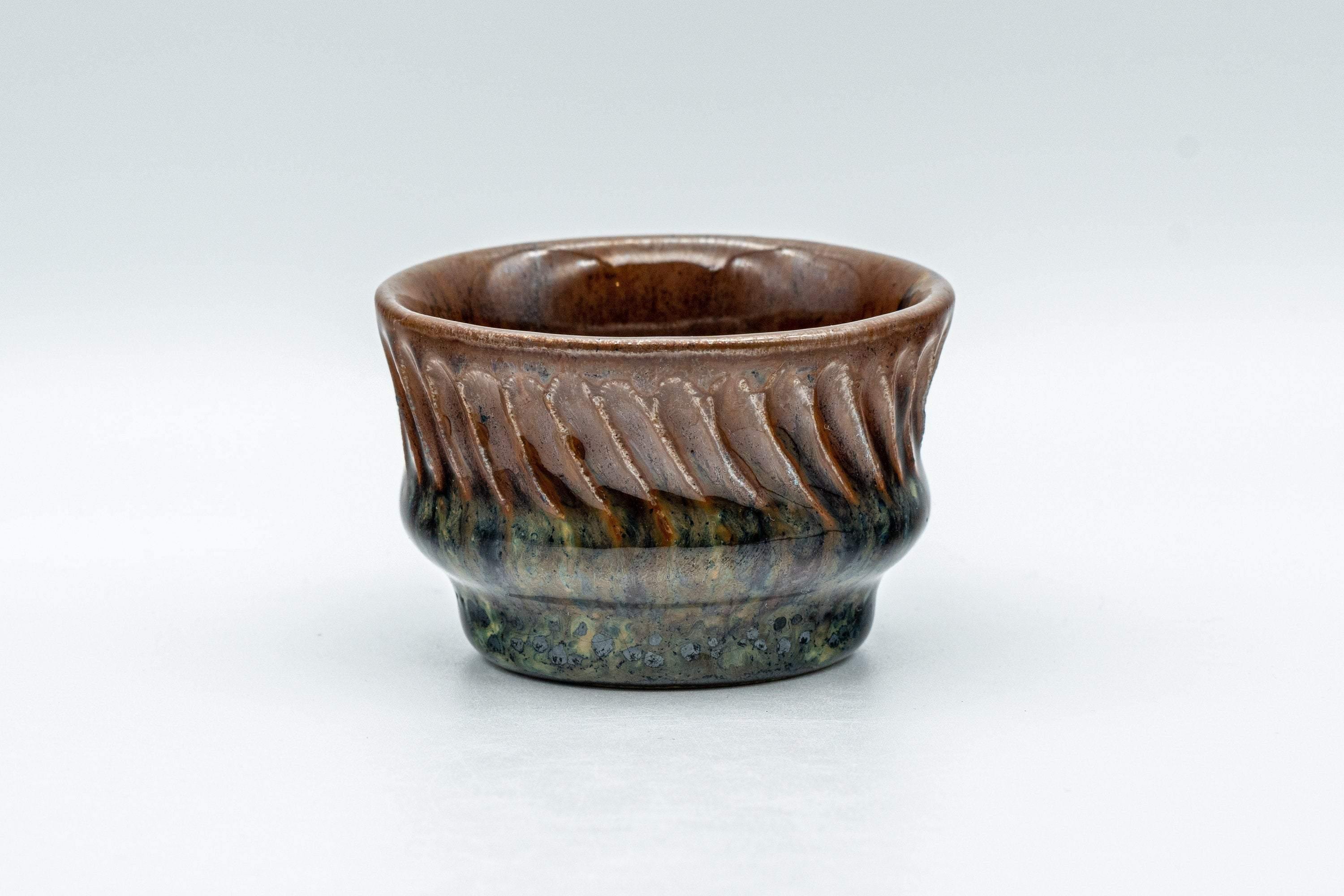 Japanese Teacup - Groovy Multicoloured-Glazed Guinomi - 50ml
