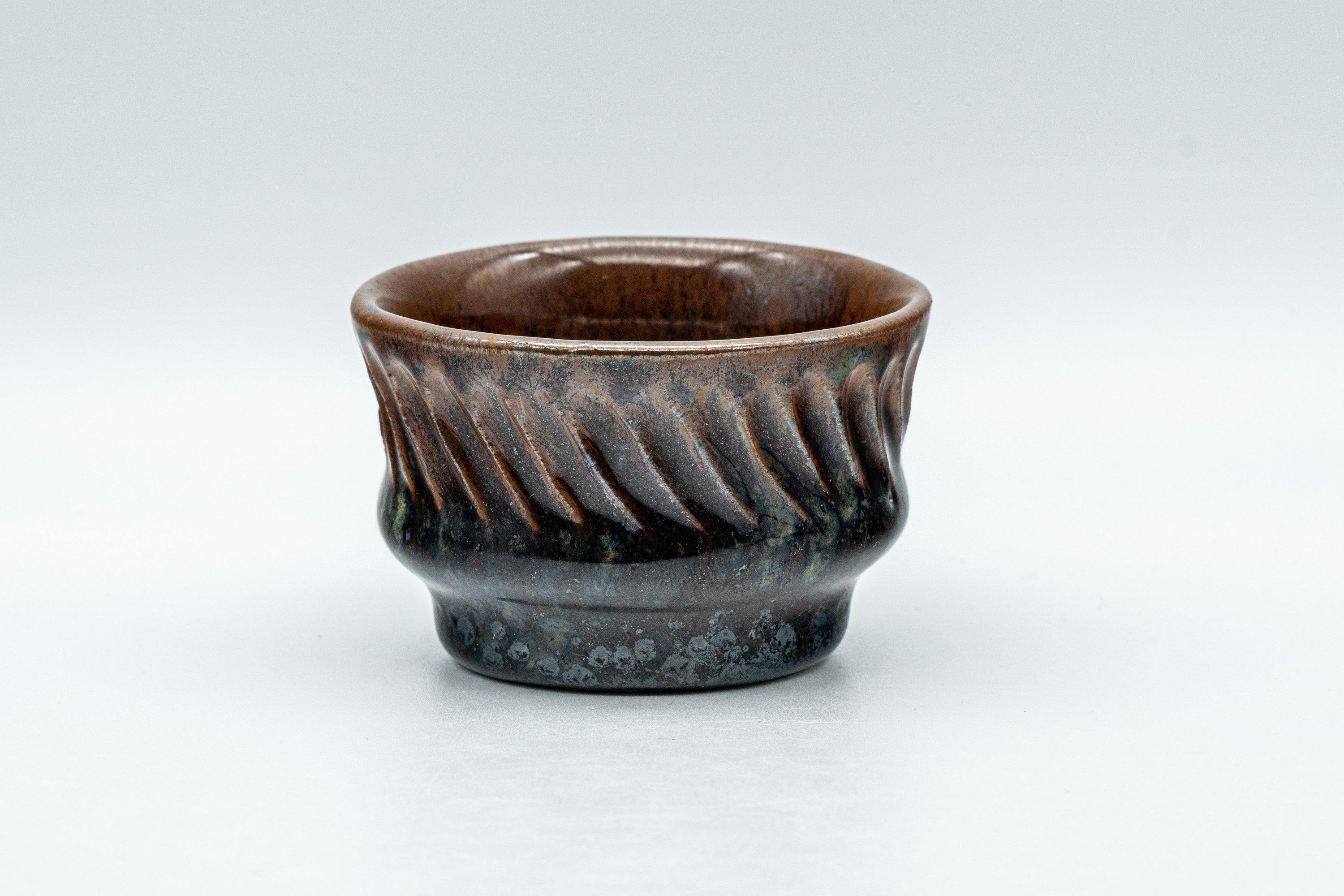 Japanese Teacup - Groovy Multicoloured-Glazed Guinomi - 50ml
