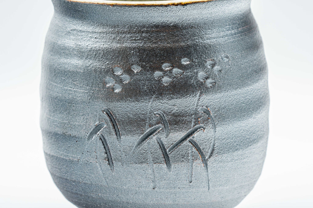 Japanese Teacups - Pair of Meoto Metallic Grey and Mottled Green Yunomi