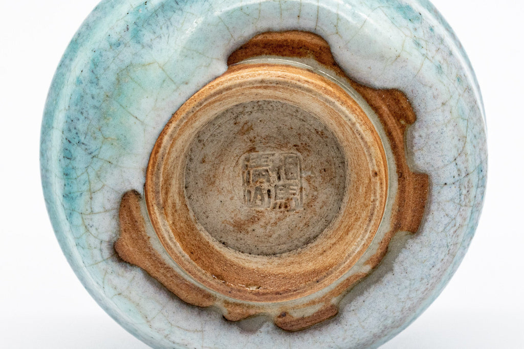 Japanese Teacup - Turquoise Obori Soma-yaki Guinomi - 55ml