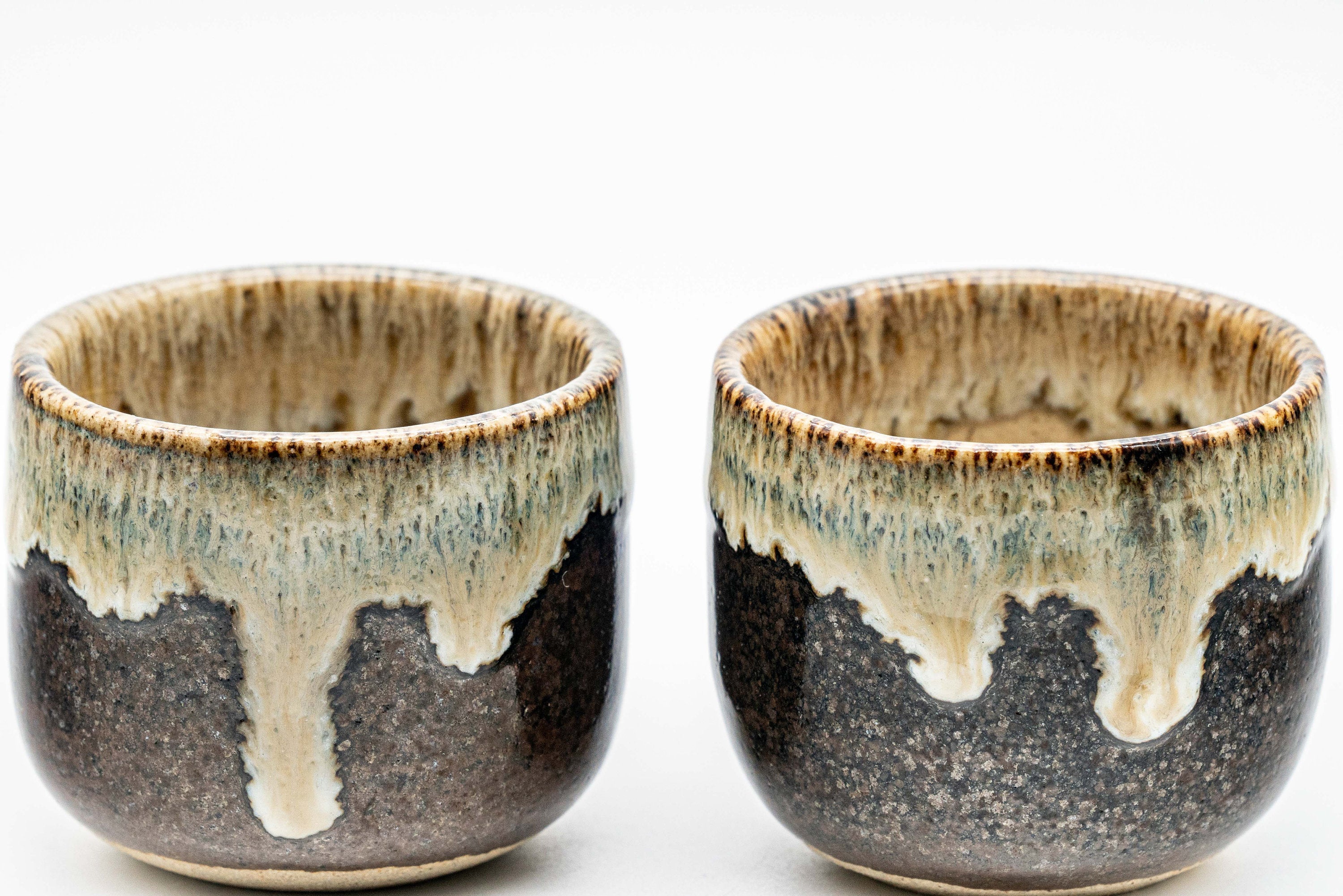 Japanese Teacups - Pair of Hare's Fur Glazed Guinomi - 45ml