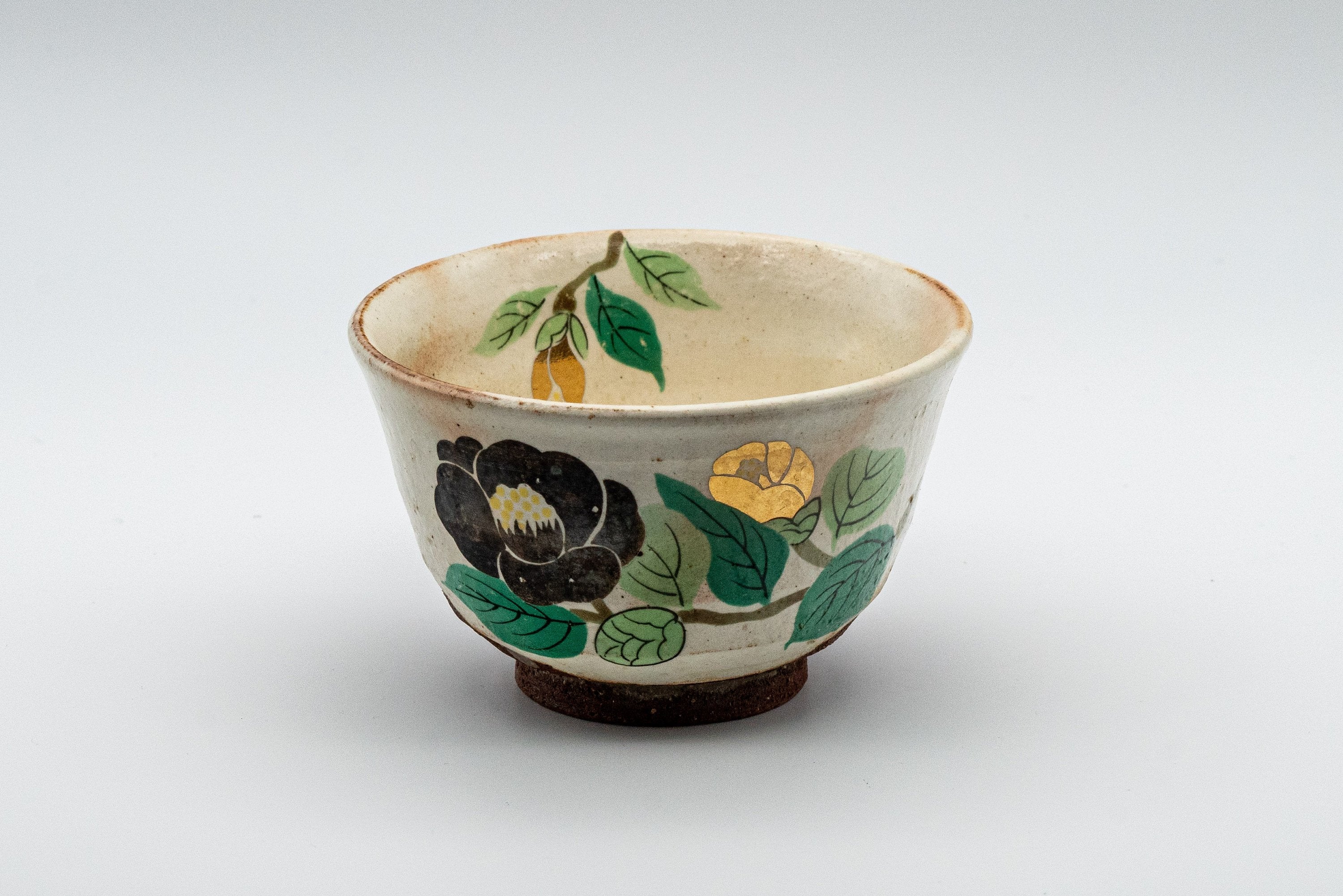 Japanese Teacup - Floral Stoneware Yunomi - 160ml