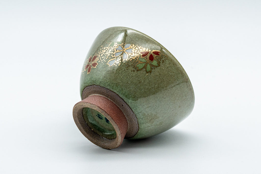 Japanese Teacup - Floral Celadon Sugi-nari Senchawan - 75ml