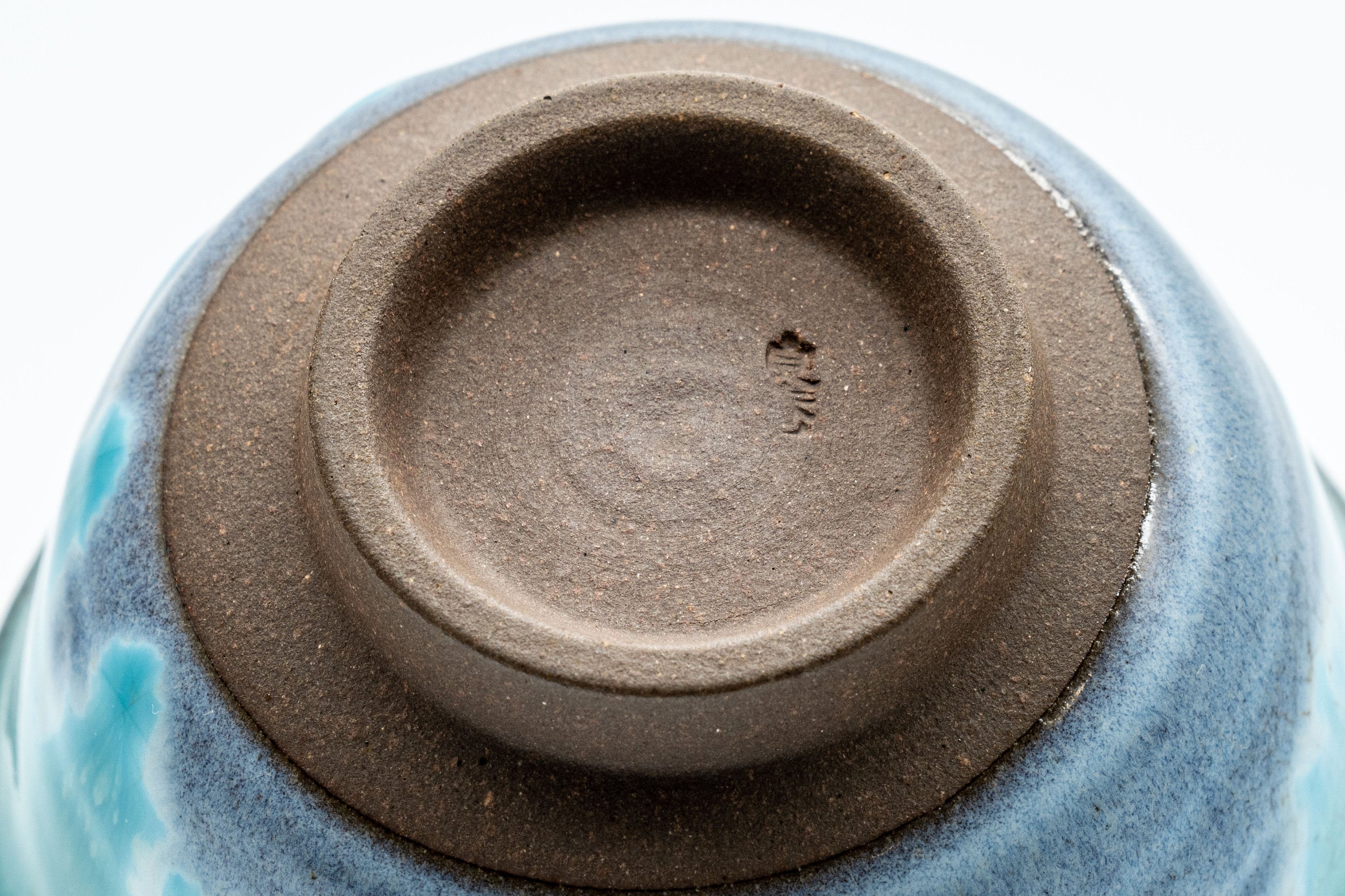 Japanese Teacups - Pair of Turquoise Drip-Glazed Agano-yaki Senchawan - 125ml