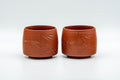 Japanese Teacups - Pair of Bamboo Hantsutsu-gata Tokoname-yaki Yunomi - 130ml
