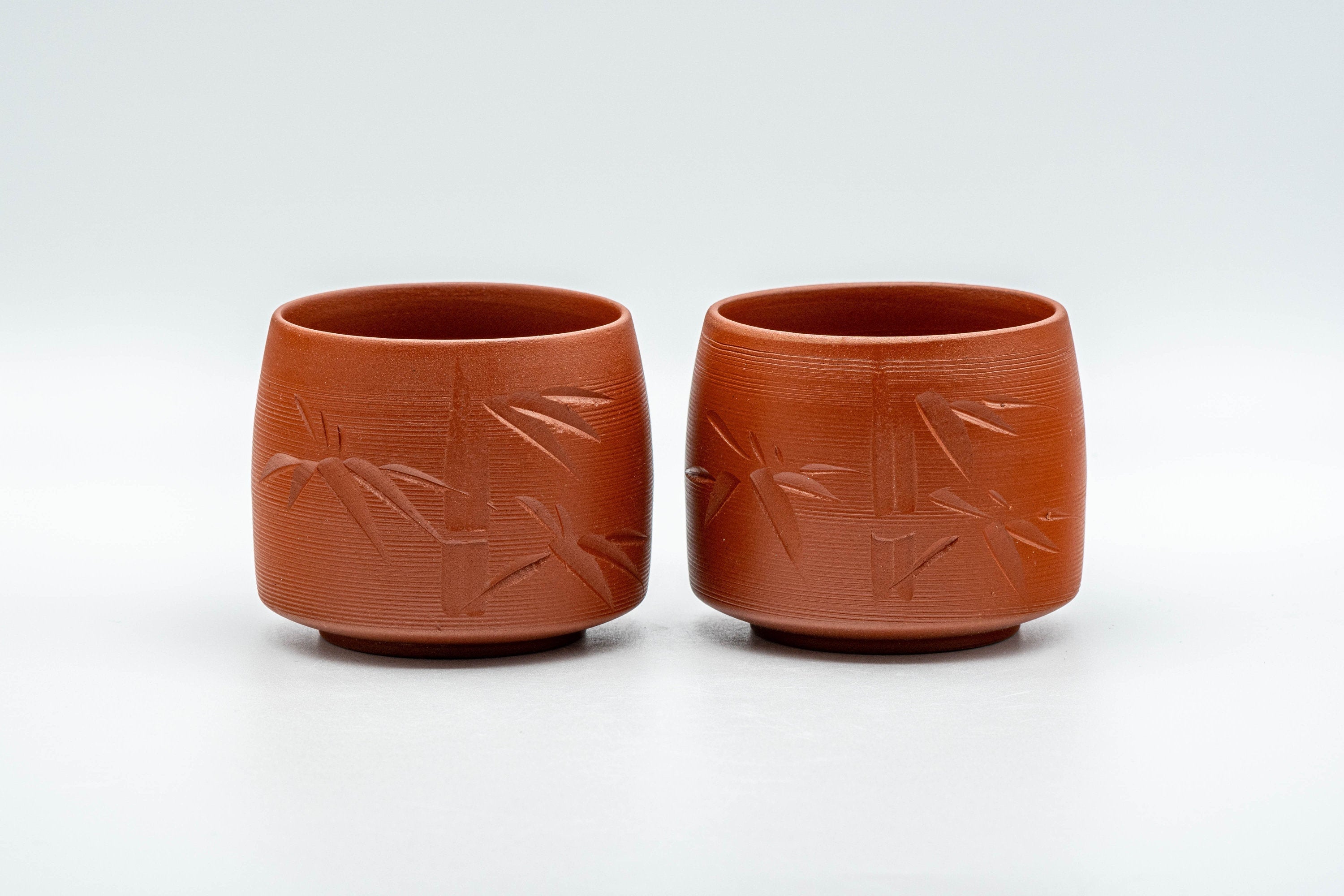 Japanese Teacups - Pair of Bamboo Hantsutsu-gata Tokoname-yaki Yunomi - 130ml