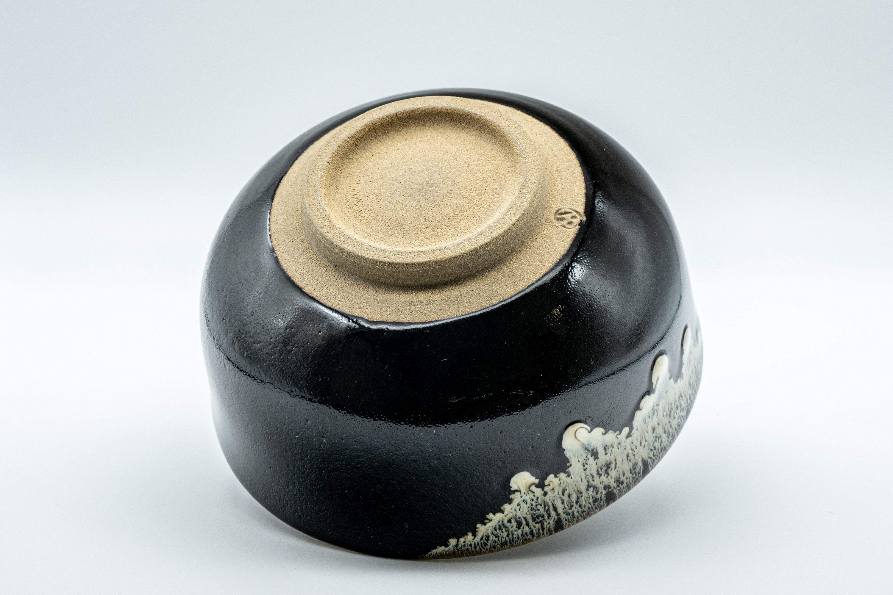 Japanese Matcha Bowl - Jet Black Drip Glazed Wan-nari Chawan - 500ml