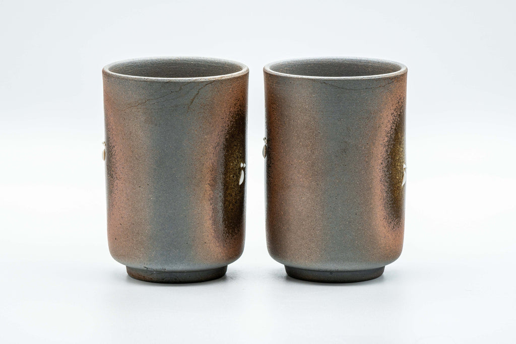 Japanese Teacups - Pair of Green Ash Tsutsu-gata Yunomi - 180ml