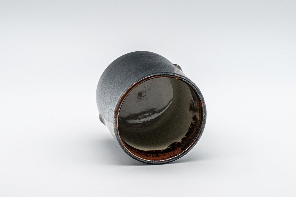 Japanese Teacup - Matte Black Drip Glazed Tsutsu-gata Yunomi - 155ml