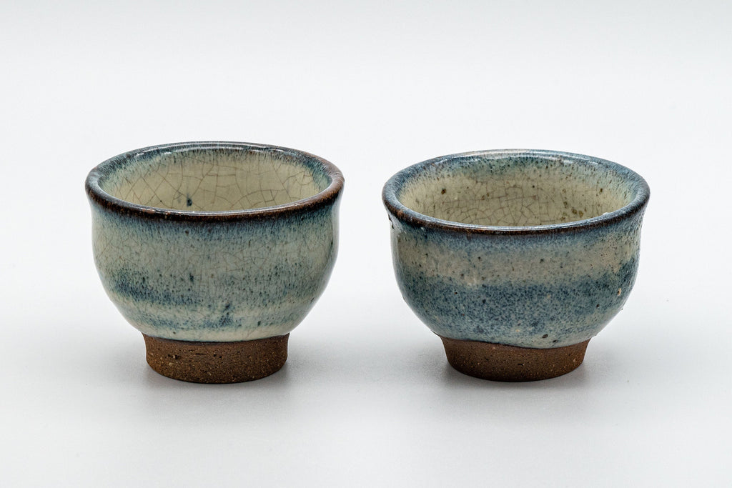 Japanese Teacups - Pair of Crazed Glaze Senchawan - 60ml