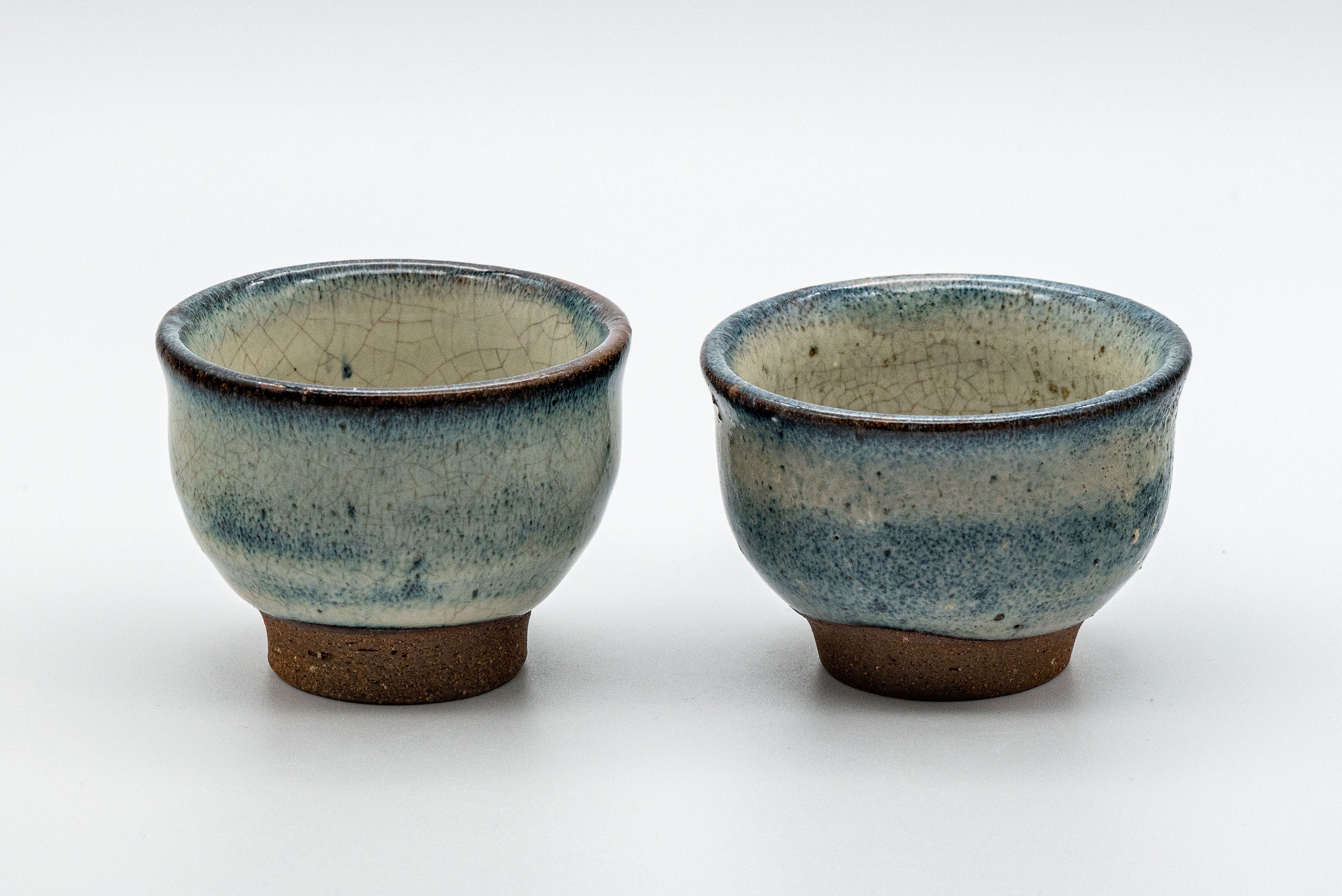 Japanese Teacups - Pair of Crazed Glaze Senchawan - 60ml