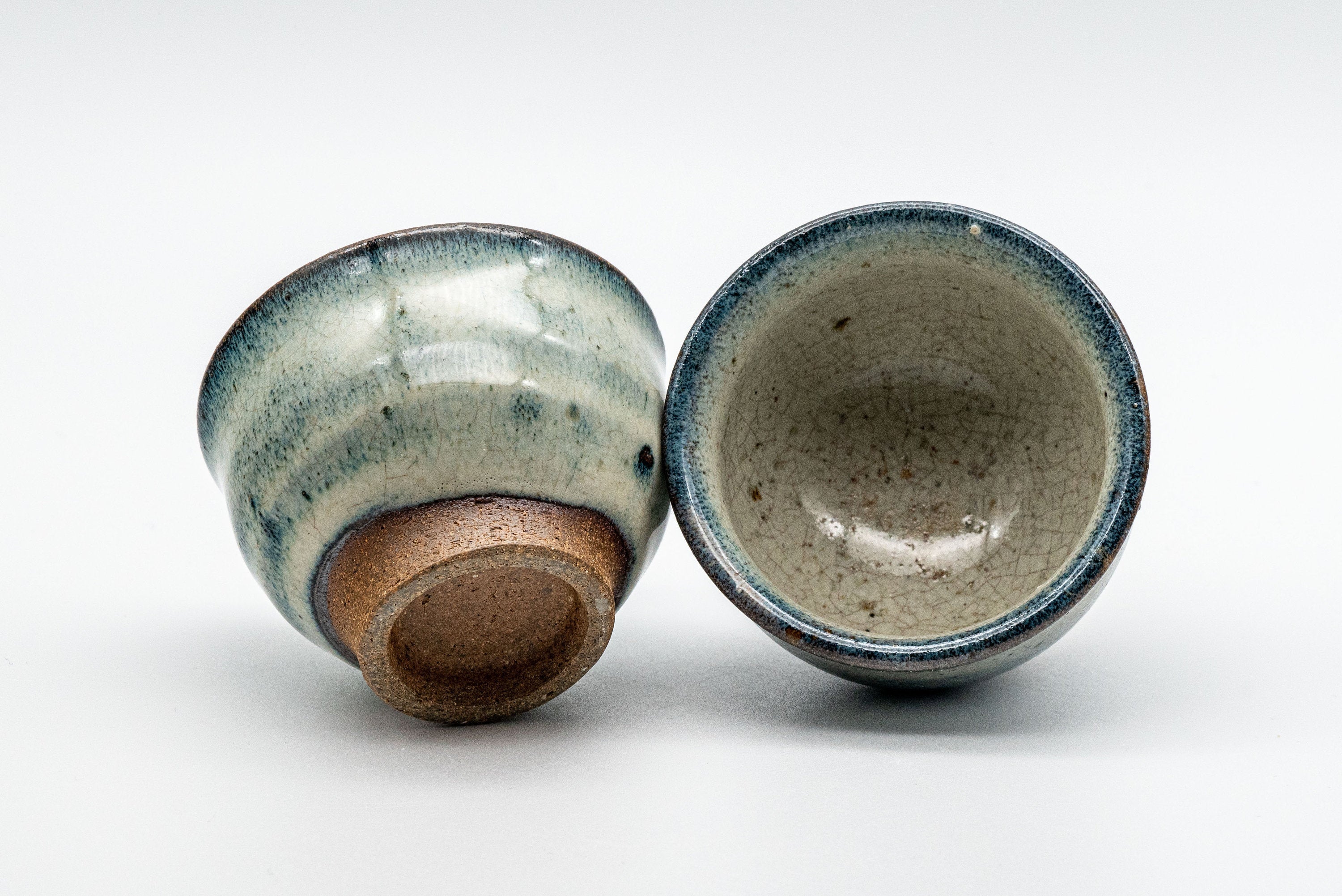 Japanese Teacups - Pair of Crazed Glaze Senchawan - 60ml