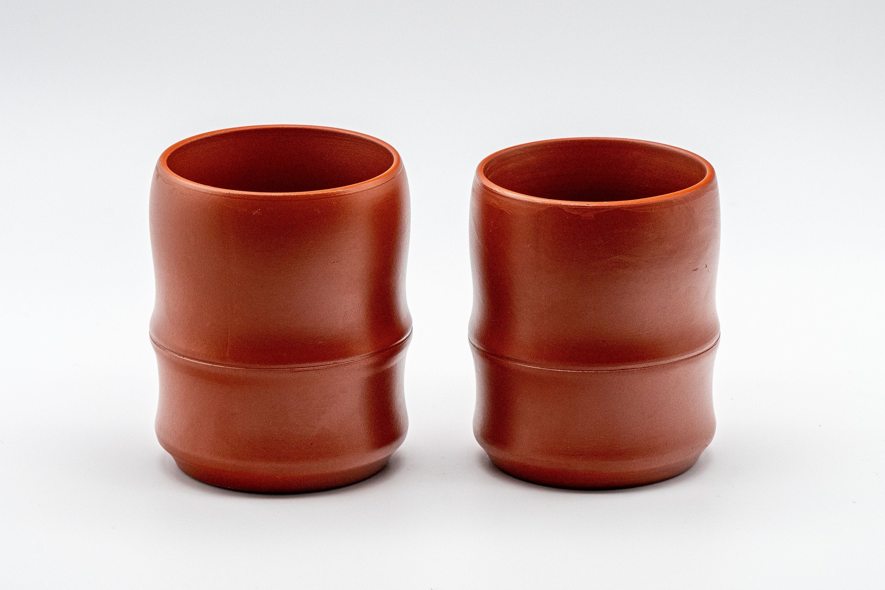 Japanese Teacups - 常滑焼 Pair of Bamboo Shaped Tokoname-yaki Yunomi - 160ml