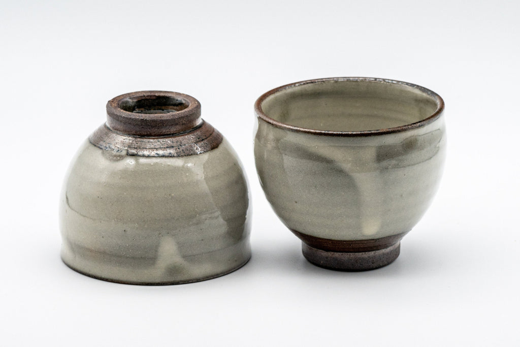 Japanese Teacups - Pair of Cream Glazed Tenmoku-gata Yunomi - 125ml