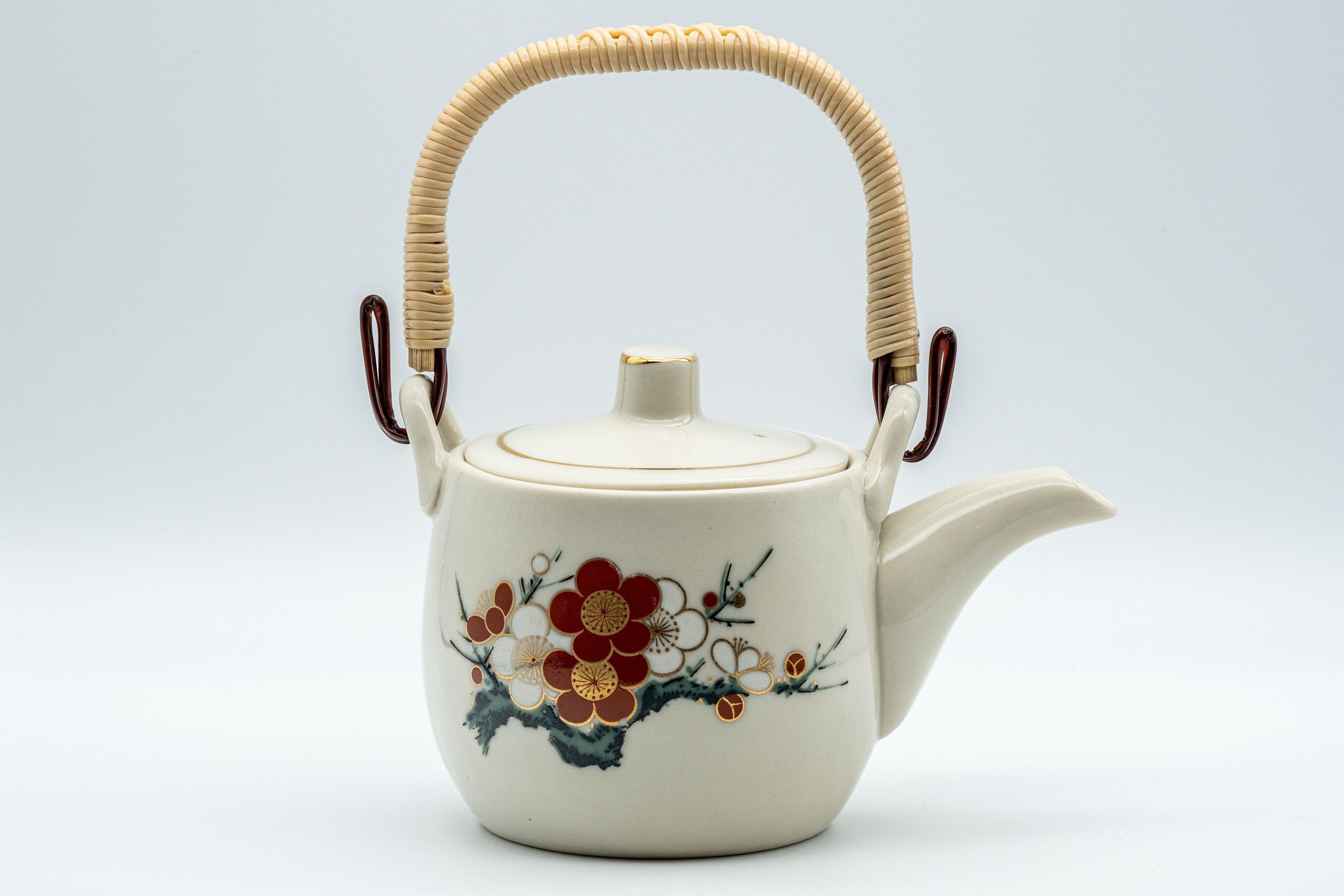 Japanese Tea Set - 木仙 Plum Blossom Arita-yaki Dobin Teapot with Two Yunomi