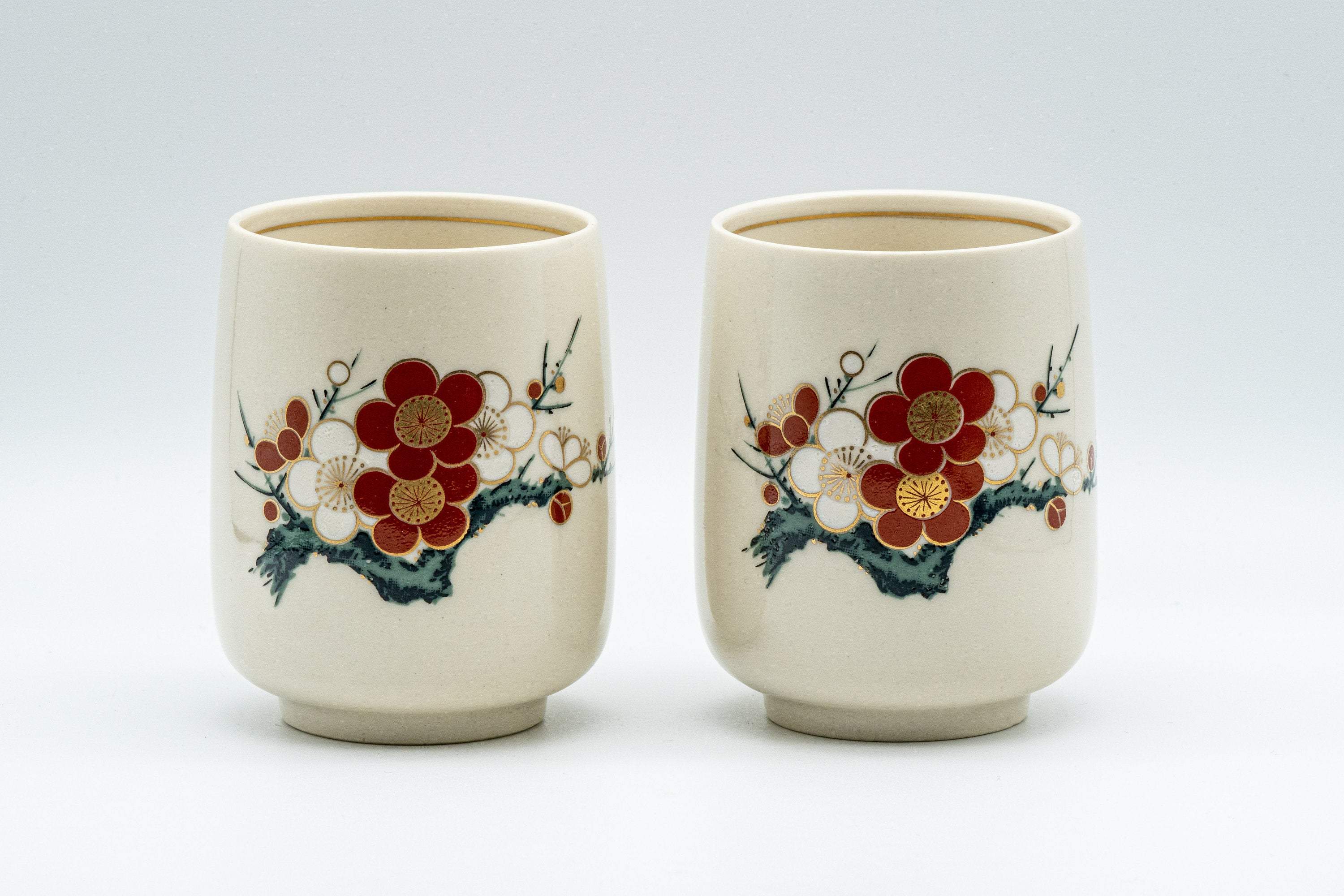 Japanese Tea Set - 木仙 Plum Blossom Arita-yaki Dobin Teapot with Two Yunomi