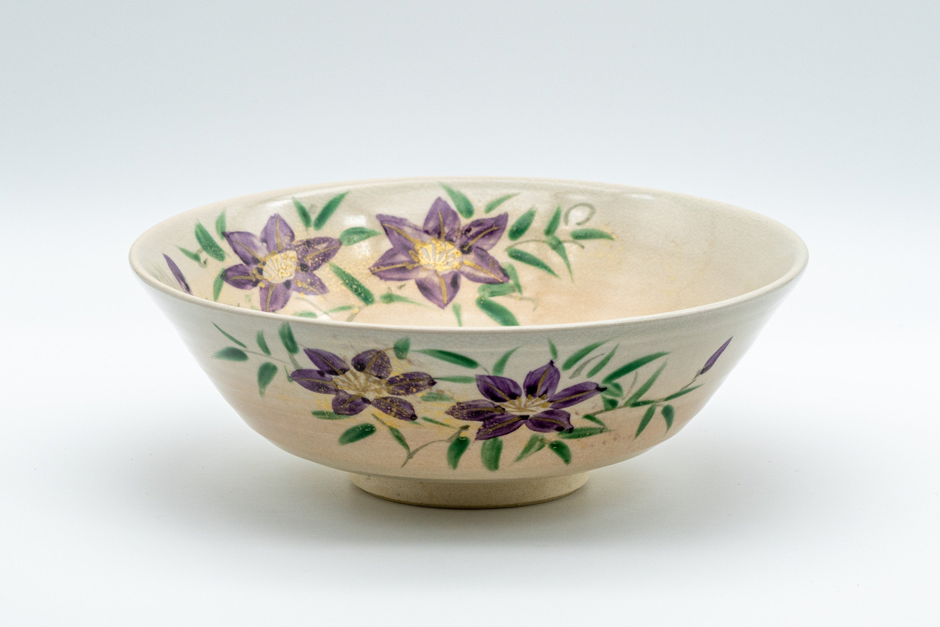 Japanese Matcha Bowl - Floral Hira-gata Summer Chawan - 300ml