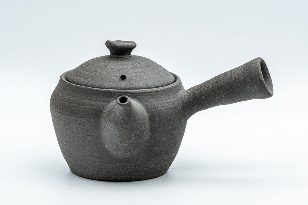 Japanese Kyusu - Matte Black Unglazed Stoneware Do-ake Teapot - 175ml