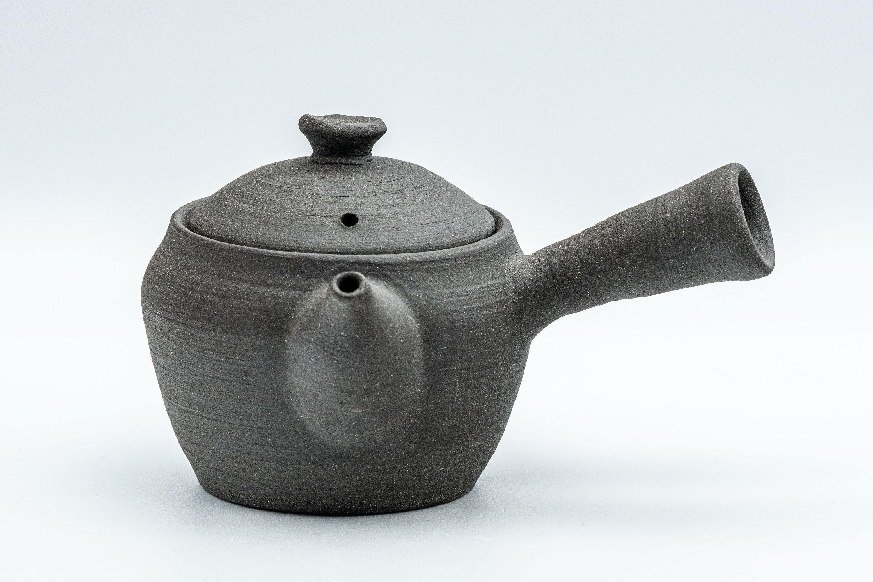 Japanese Kyusu - Matte Black Unglazed Stoneware Do-ake Teapot - 175ml