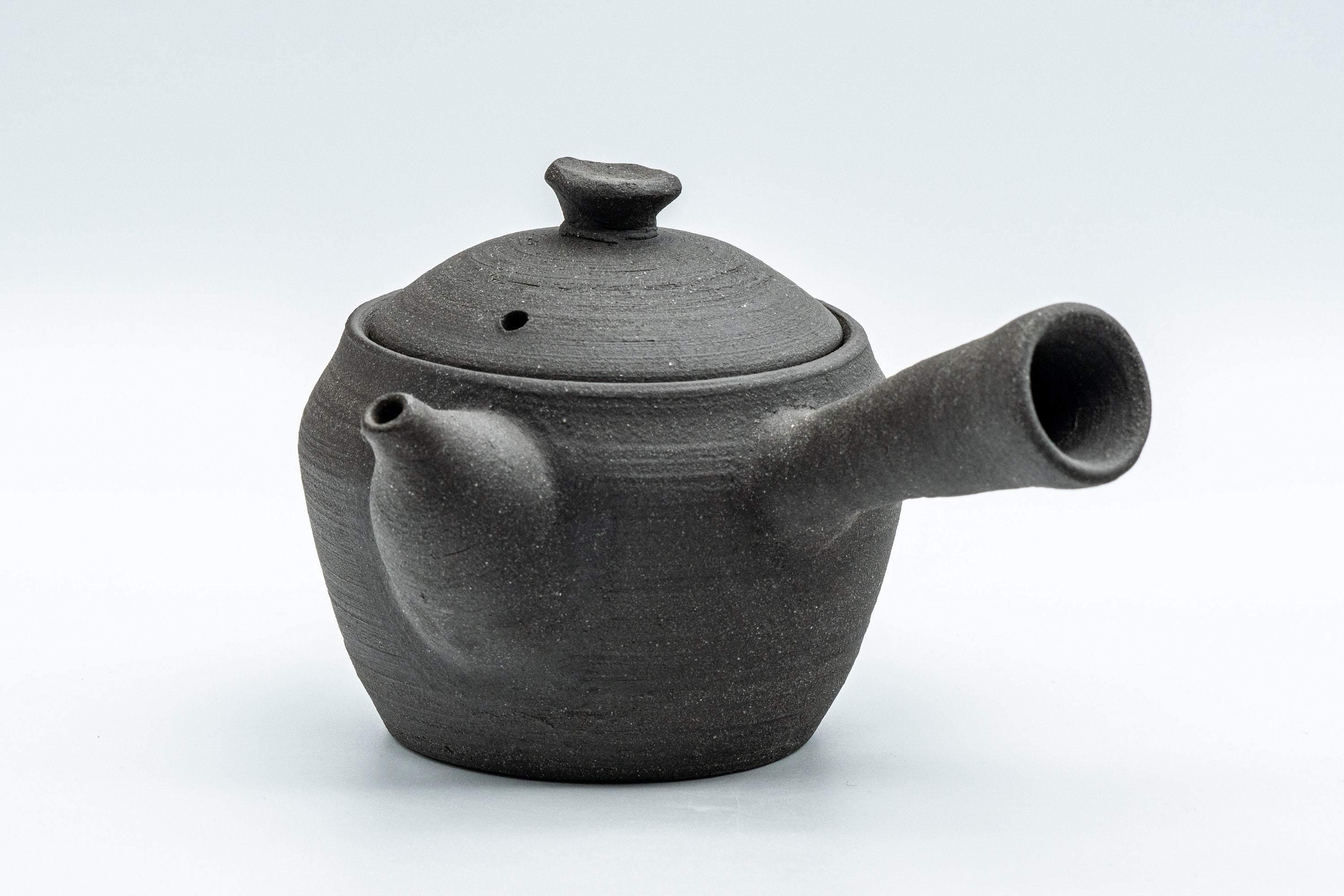 Japanese Kyusu - Matte Black Unglazed Stoneware Do-ake Teapot - 175ml