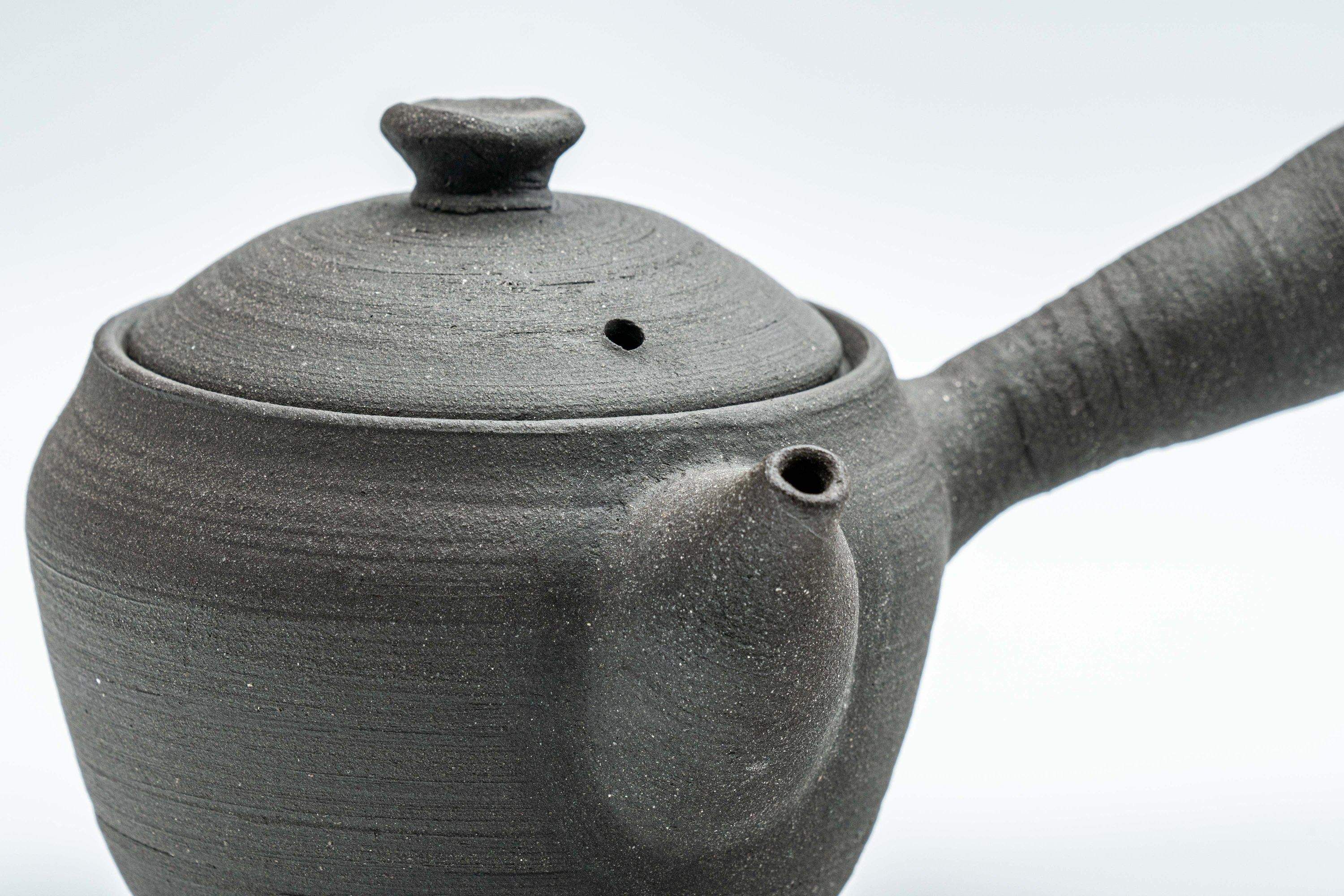 Japanese Kyusu - Matte Black Unglazed Stoneware Do-ake Teapot - 175ml