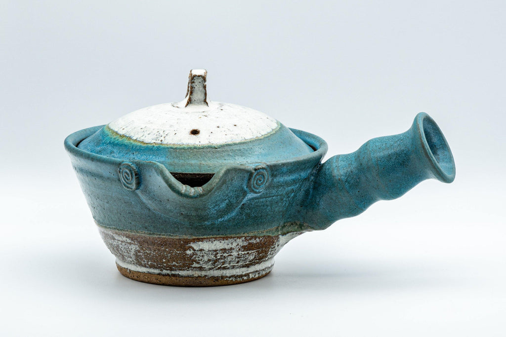 Japanese Kyusu - Large Blue White Unique Do-ake Teapot - 350ml