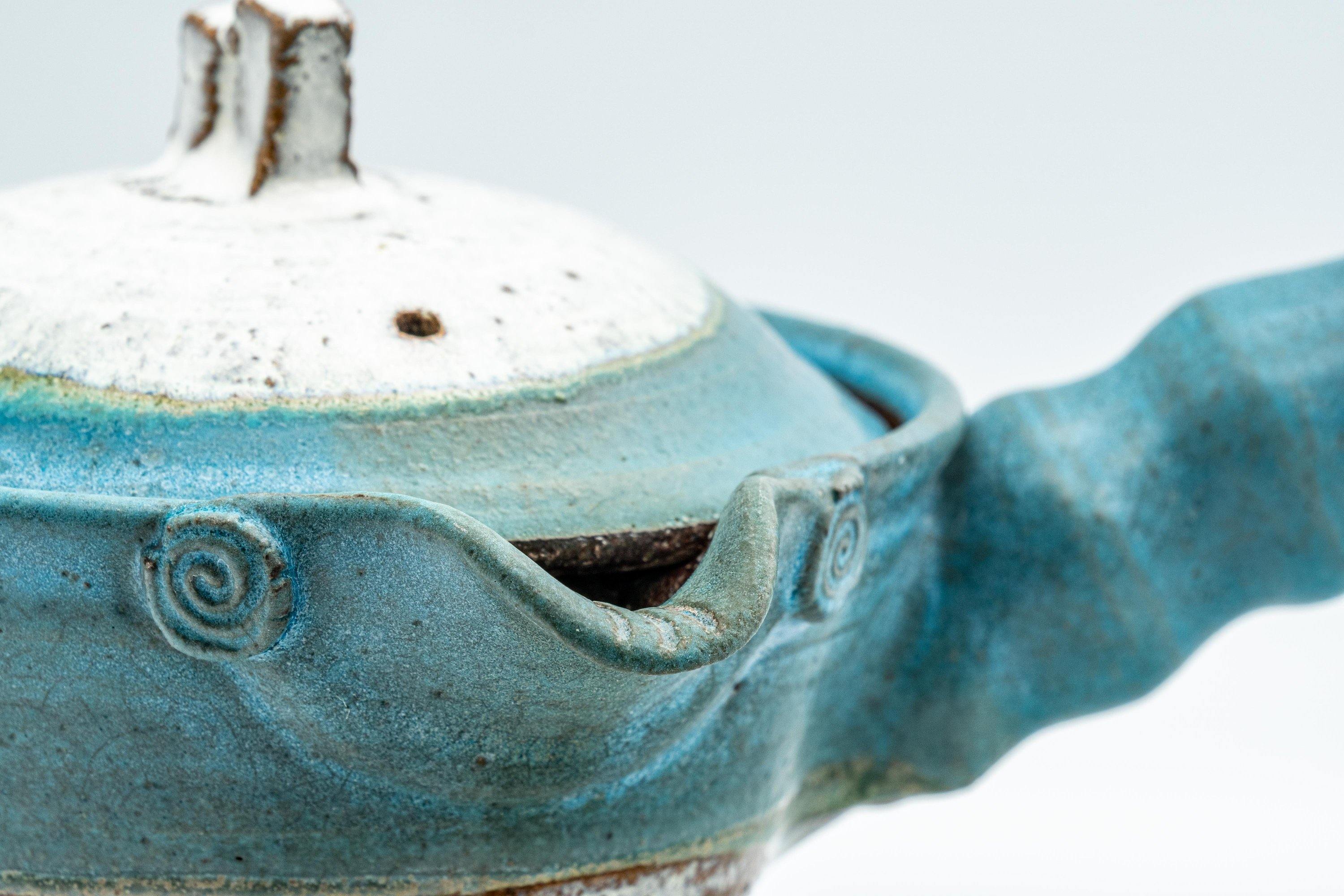 Japanese Kyusu - Large Blue White Unique Do-ake Teapot - 350ml