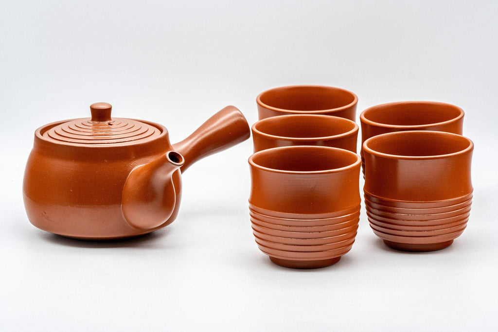 Japanese Tea Set - Tokoname-yaki Debeso Kyusu with 5 Yunomi