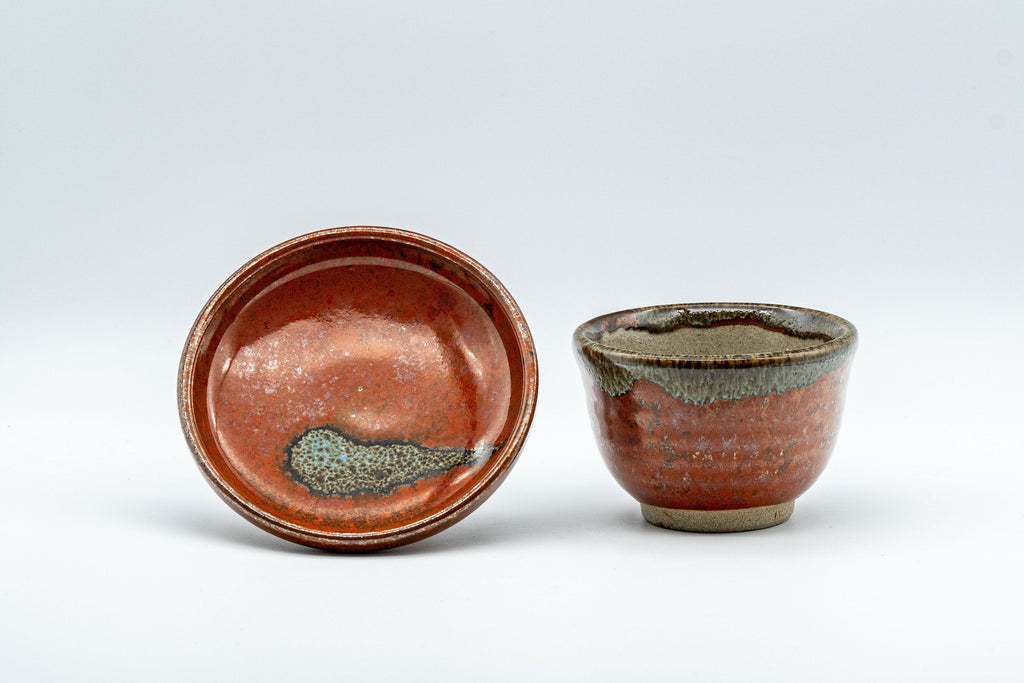Japanese Tea Set - Drip-Glazed Debeso Kyusu with 5 Yunomi and Chataku