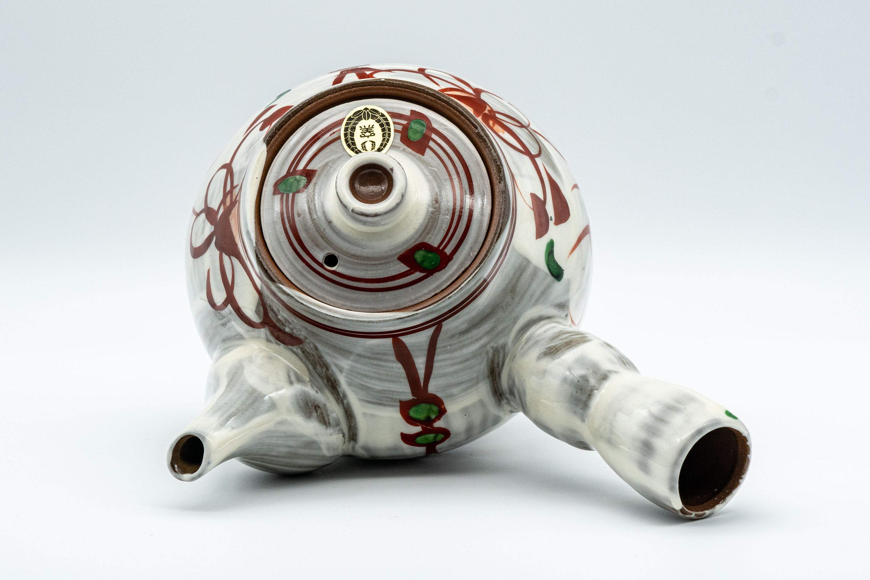 Japanese Tea Set - Floral Brush Glazed Debeso Kyusu with 5 Yunomi