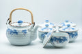 Japanese Tea Set - Porcelain Arita-yaki Dobin Debeso Teapot with 5 Lidded Yunomi