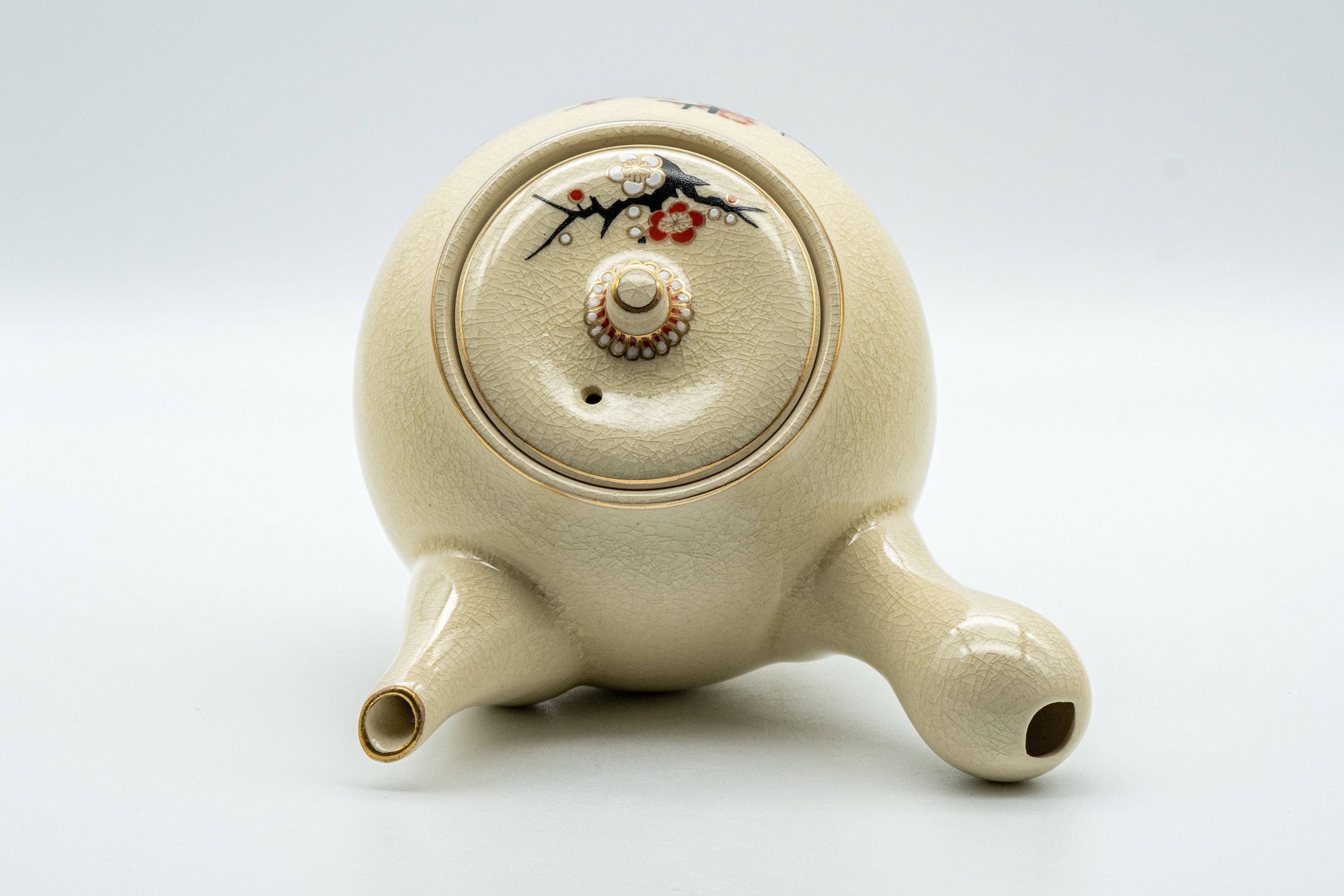 Japanese Kyusu - 永田窯 Nagata Kiln Ume Nasu-gata Kutani-yaki Debeso Teapot - 400ml