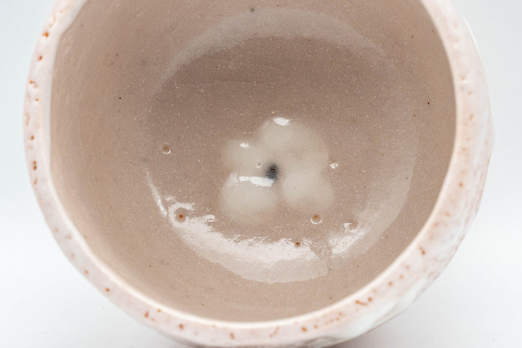 Japanese Teacup - Pink Shino Glaze Yunomi with White Plum Blossoms - 210ml