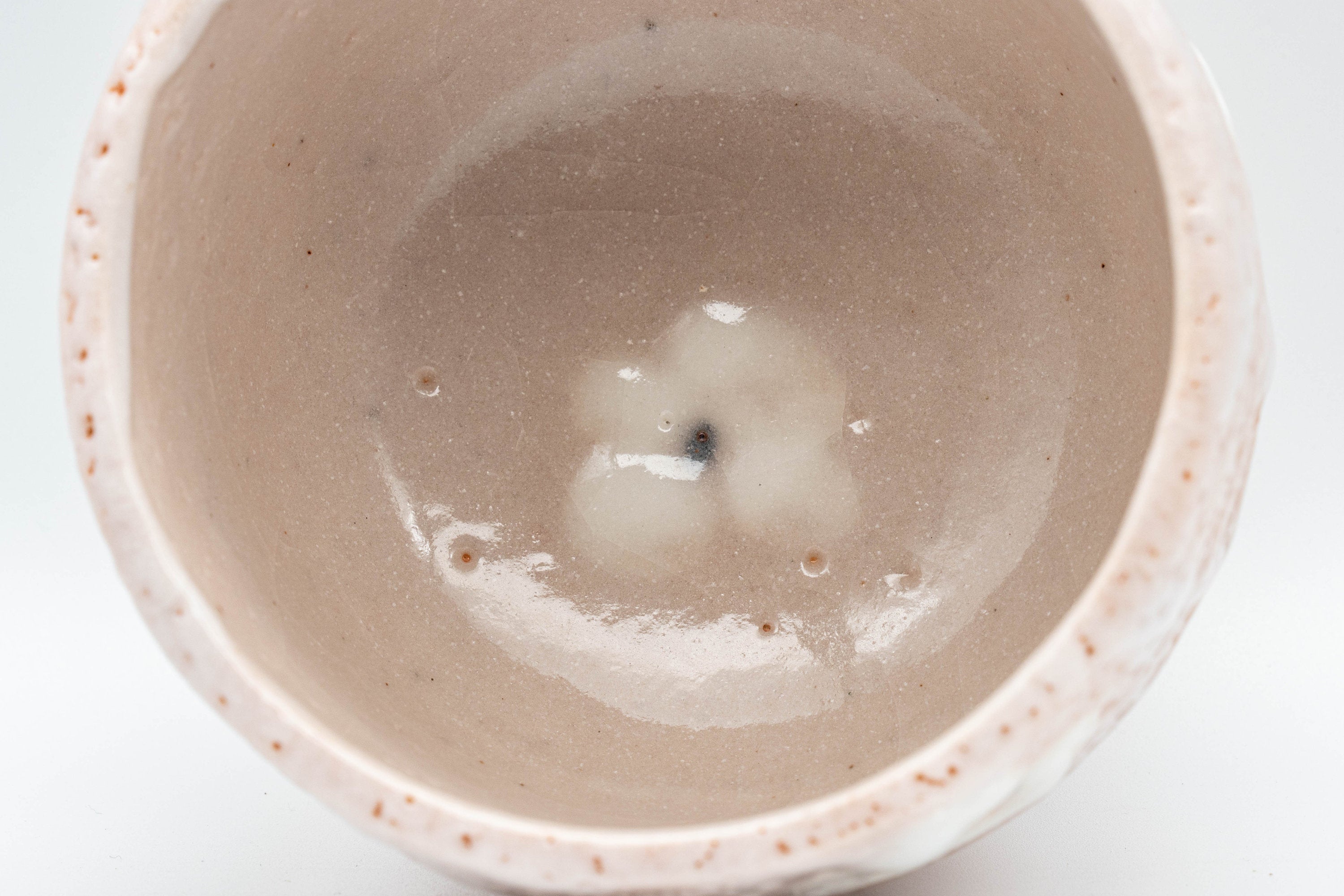 Japanese Teacup - Pink Shino Glaze Yunomi with White Plum Blossoms - 210ml