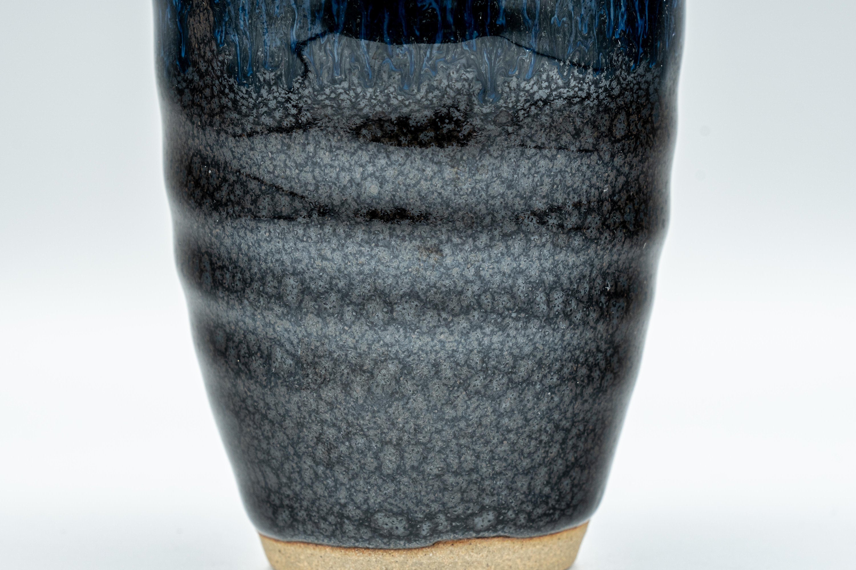 Japanese Teacup - Tenmoku Yunomi with Cerulean Drip Glaze  - 170ml
