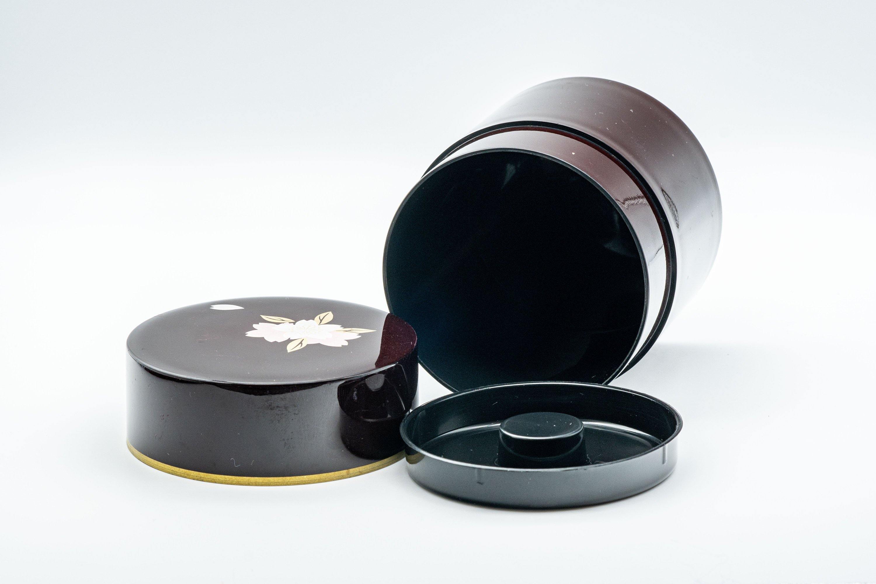 Japanese Chazutsu - Black Sakura Petal Tea Canister - 350ml
