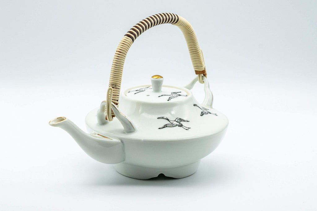 Japanese Kyusu - White Crane and Tortoise Do-ake Tea and Sake Pot - 300ml