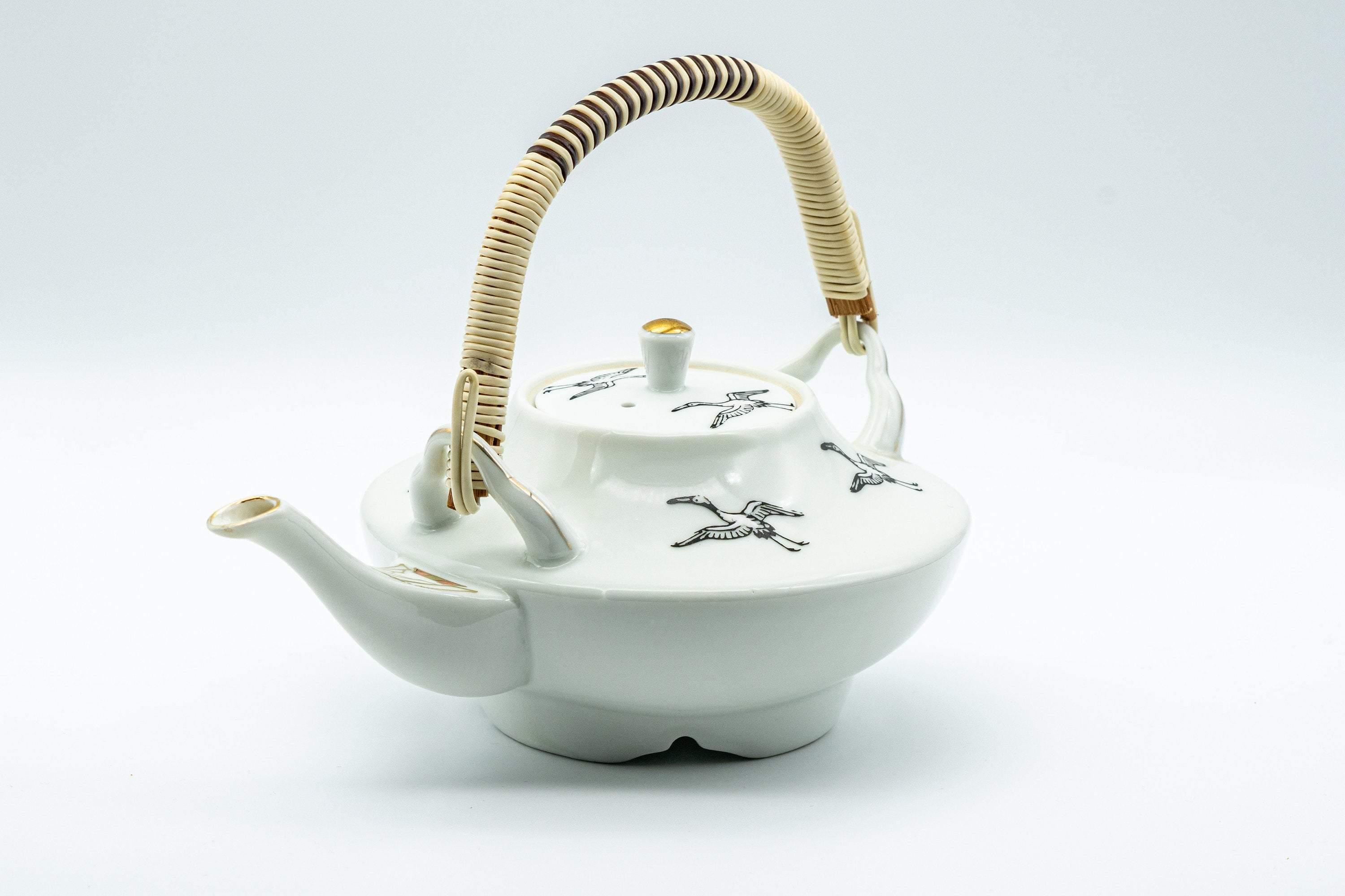 Japanese Kyusu - White Crane and Tortoise Do-ake Tea and Sake Pot - 300ml