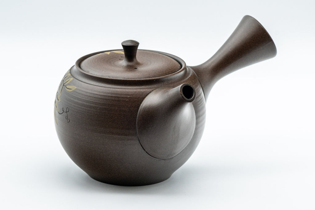 Japanese Kyusu - 光風 Floral Maru-gata Tokoname-yaki Teapot - 300ml