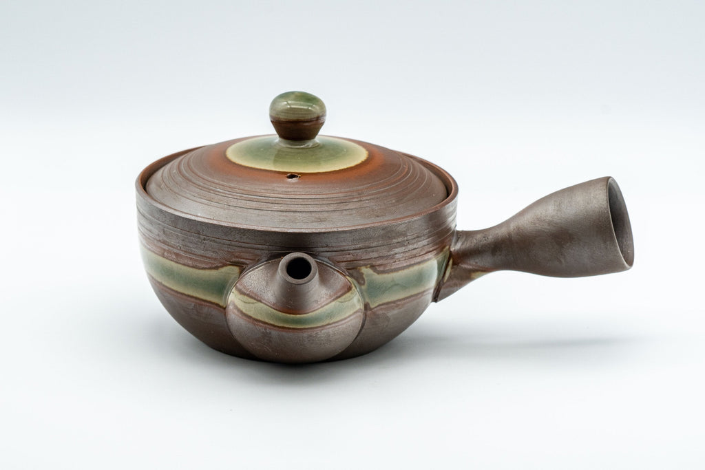Japanese Kyusu - 童山 Ash Green Glazed Banko-yaki Teapot - 230ml