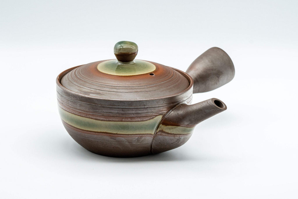 Japanese Kyusu - 童山 Ash Green Glazed Banko-yaki Teapot - 230ml