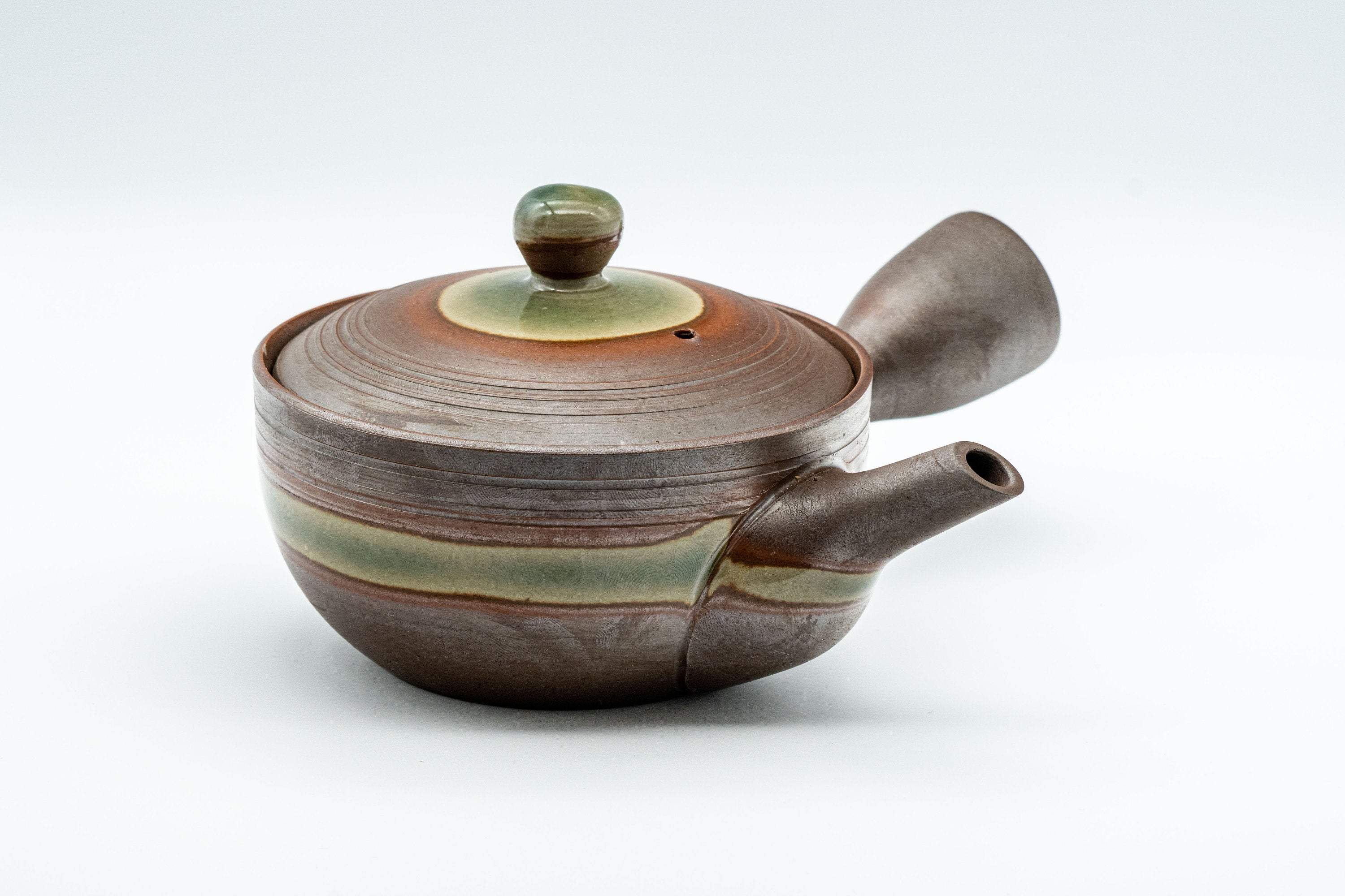 Japanese Kyusu - 童山 Ash Green Glazed Banko-yaki Teapot - 230ml