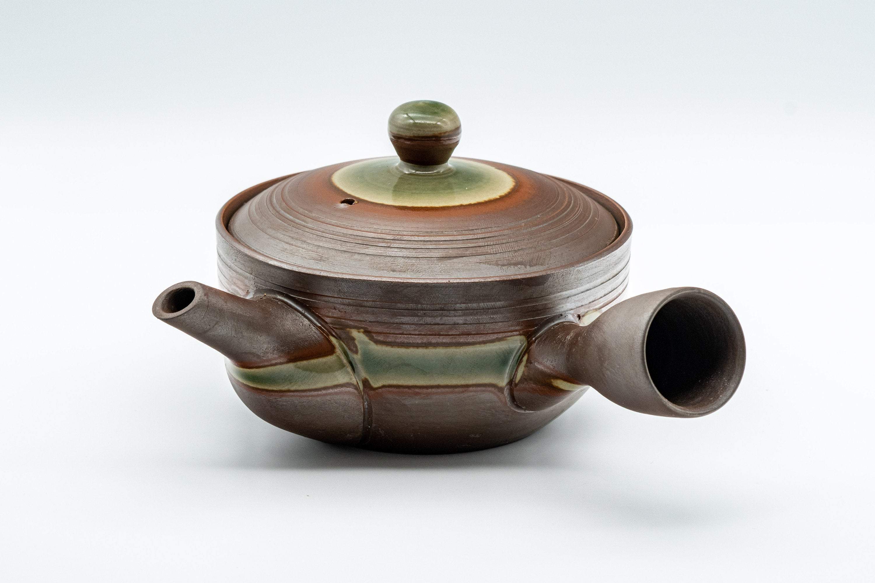 Japanese Kyusu - 童山 Ash Green Glazed Banko-yaki Teapot - 230ml