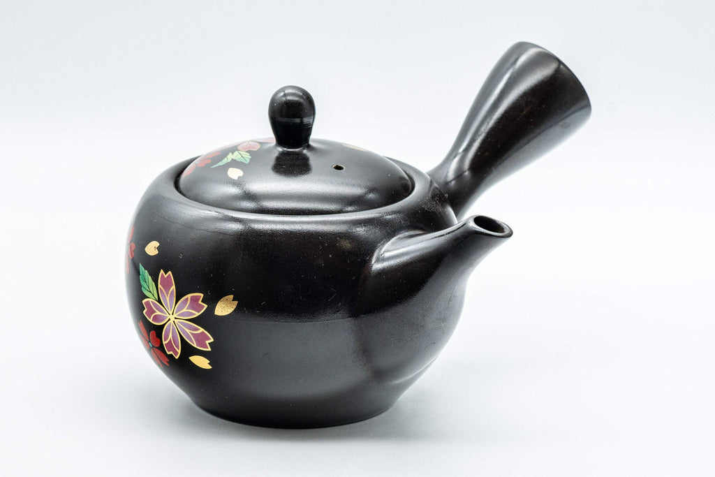 Japanese Kyusu - Sakura Black Kurodei Tokoname-yaki Teapot - 350ml