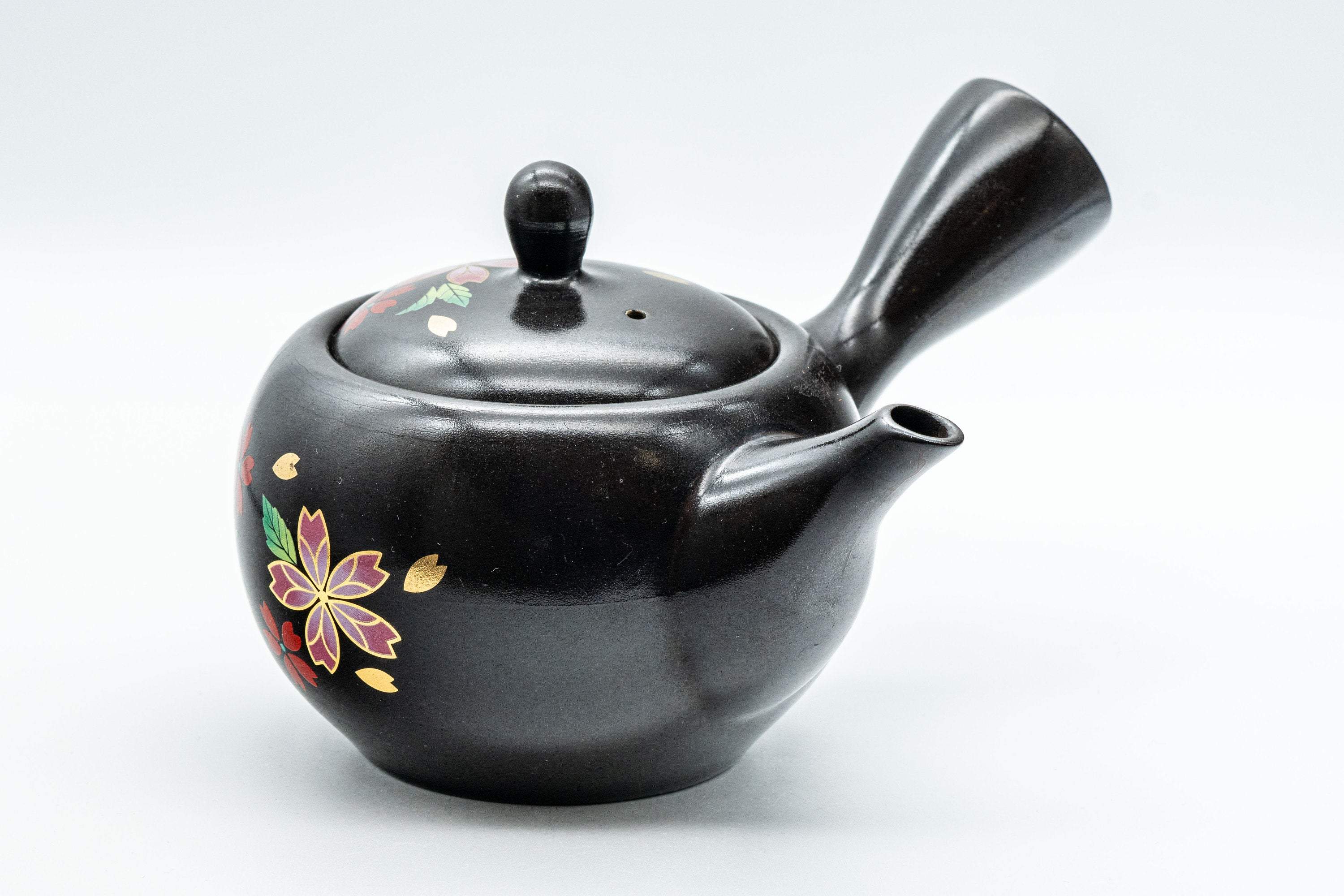 Japanese Kyusu - Sakura Black Kurodei Tokoname-yaki Teapot - 350ml