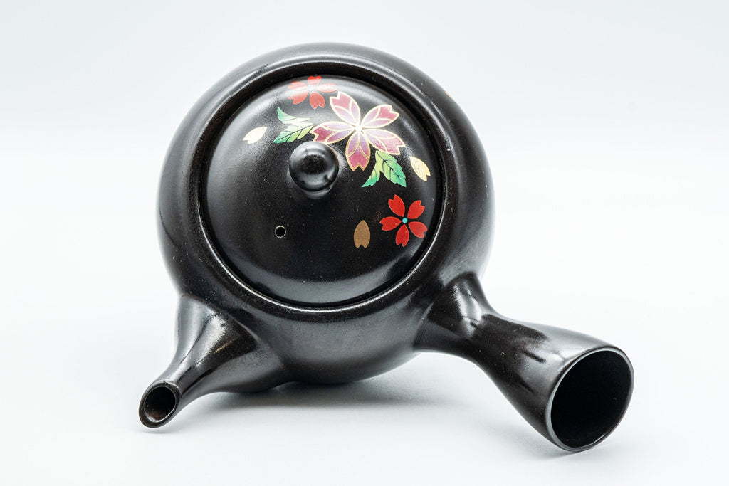 Japanese Kyusu - Sakura Black Kurodei Tokoname-yaki Teapot - 350ml