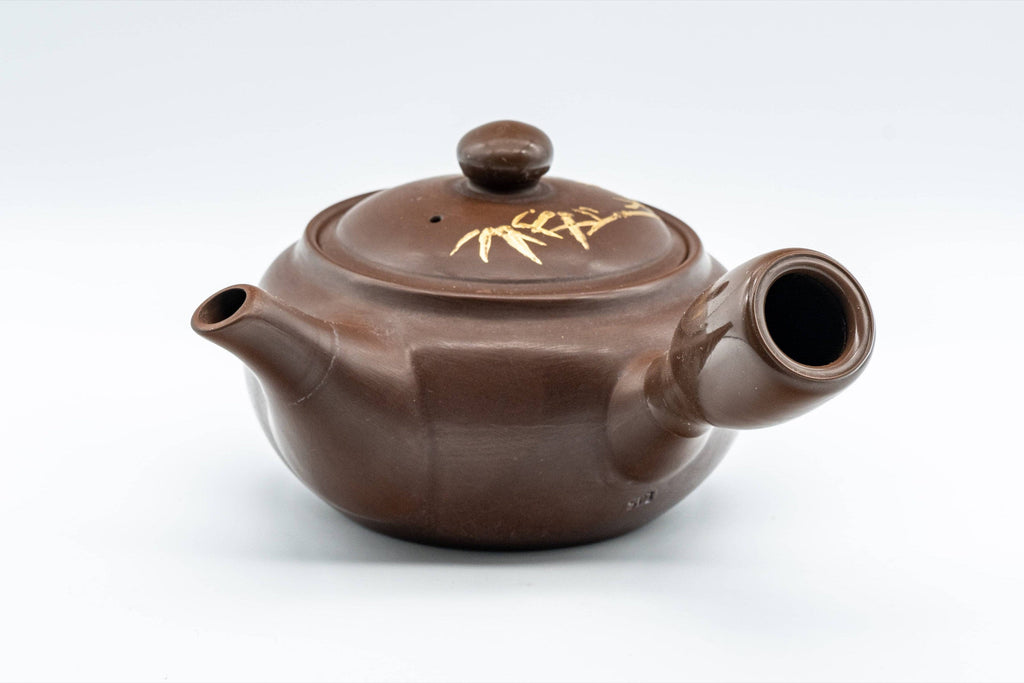 Japanese Kyusu - Brown and Gold Bamboo Teapot with Rubber Grip - 350ml